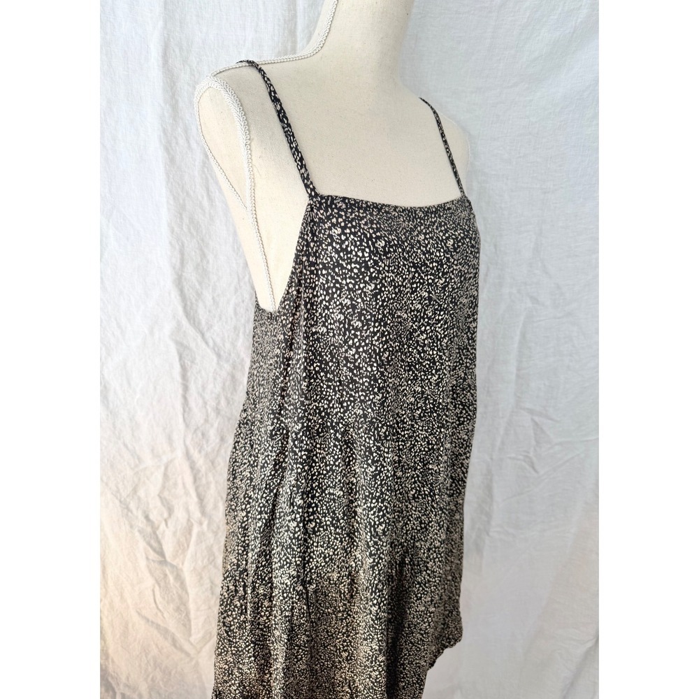 Old Navy Cami Dress Womens Black White Tiered Micro Print Tall Medium - Picture 2 of 6